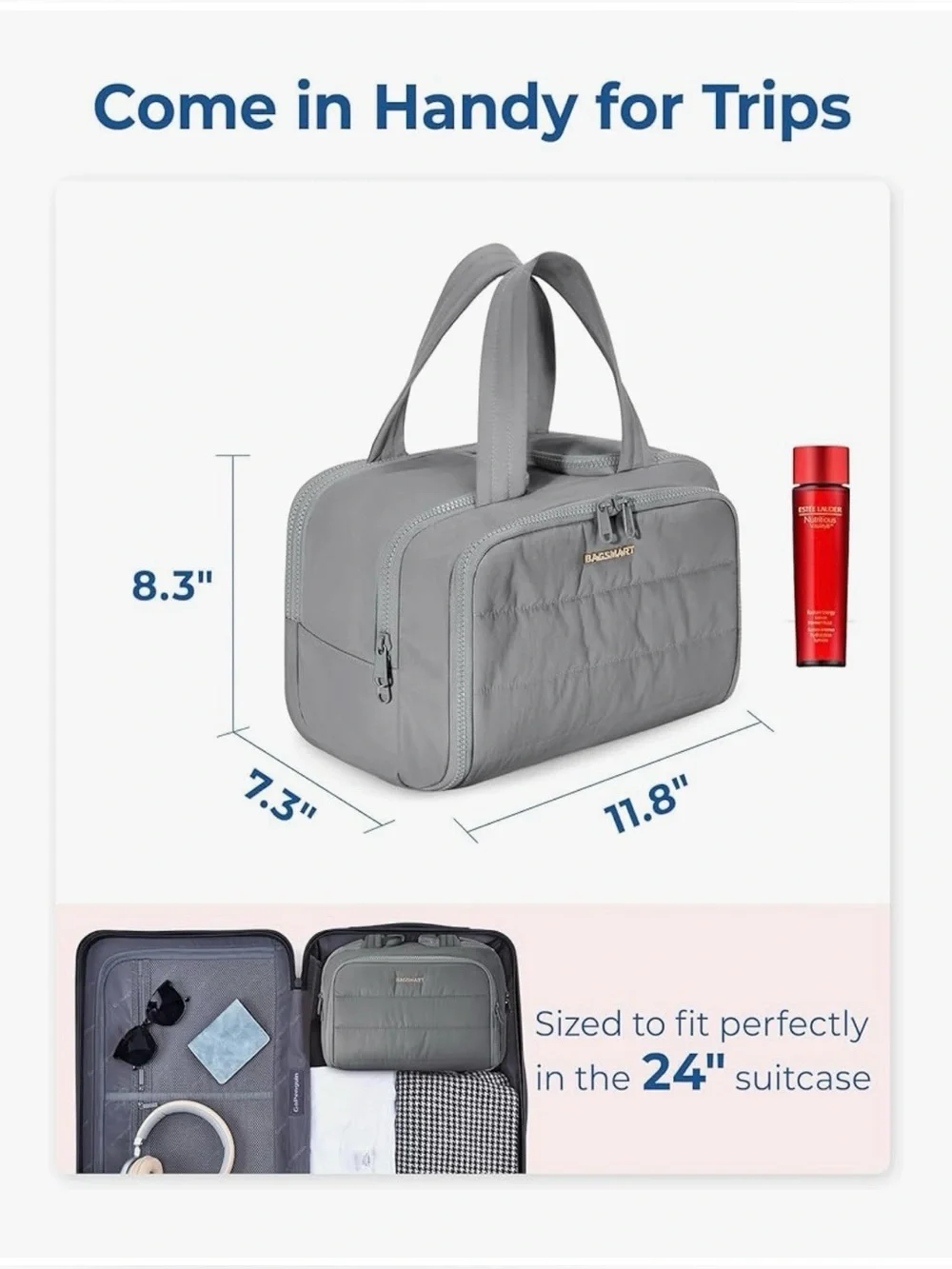 NWT Bagsmart Zora Spacesaver 4-in-1 Multifunctional Toiletry Bag - Gray